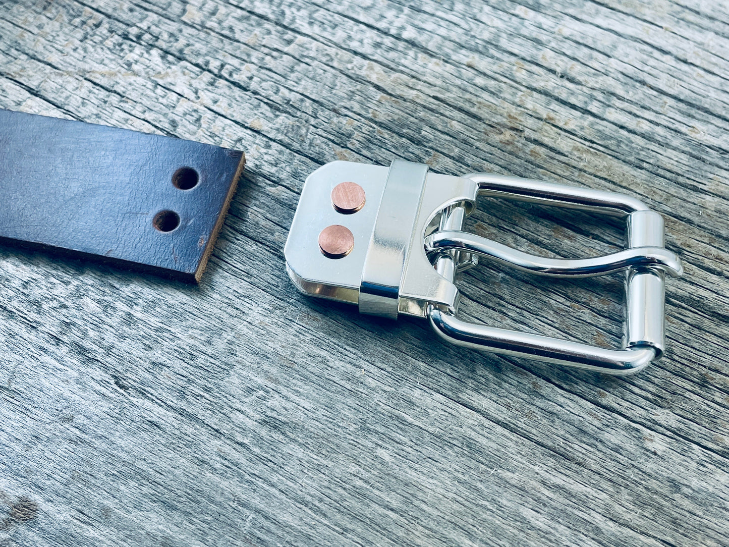 (SB-01)1 Sterling Silver Belt-Plate Buckle and Keeper Loop - All Sterling Silver