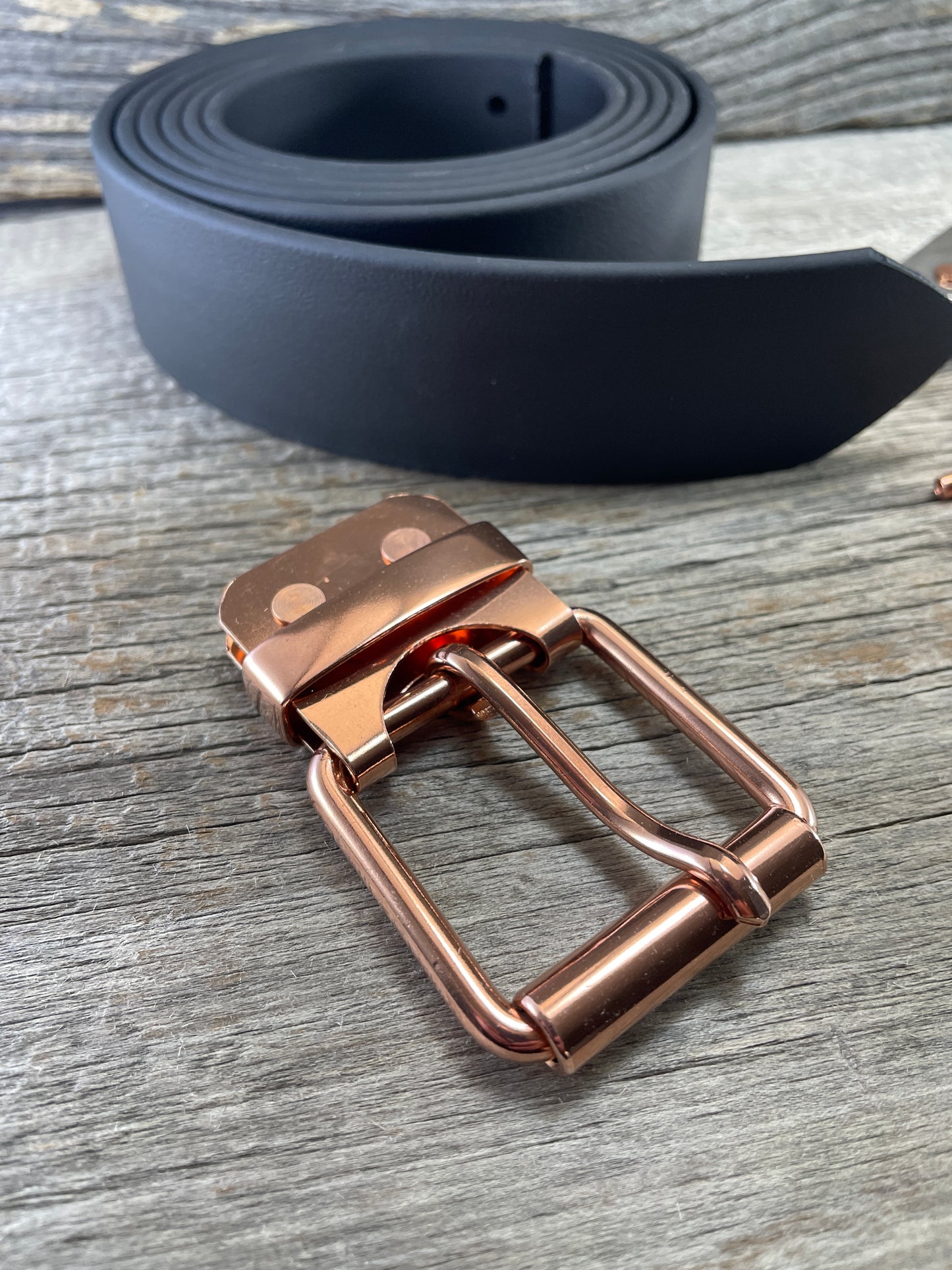 FLEX(CB-01)72 - Solid Copper Belt-Plate Buckle on WeatherFlex Waterproof Belt Strap 72"