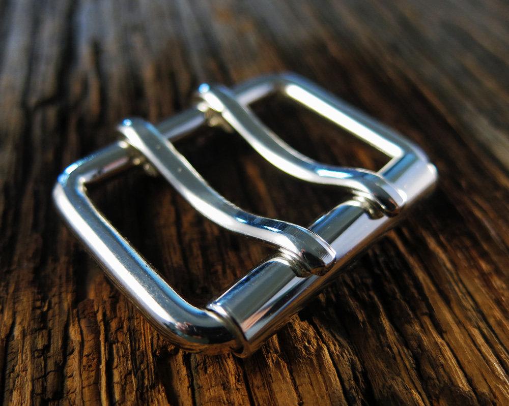 Solid Sterling Silver-Double Prong Belt Buckle -All Widths 1 3/4 inch