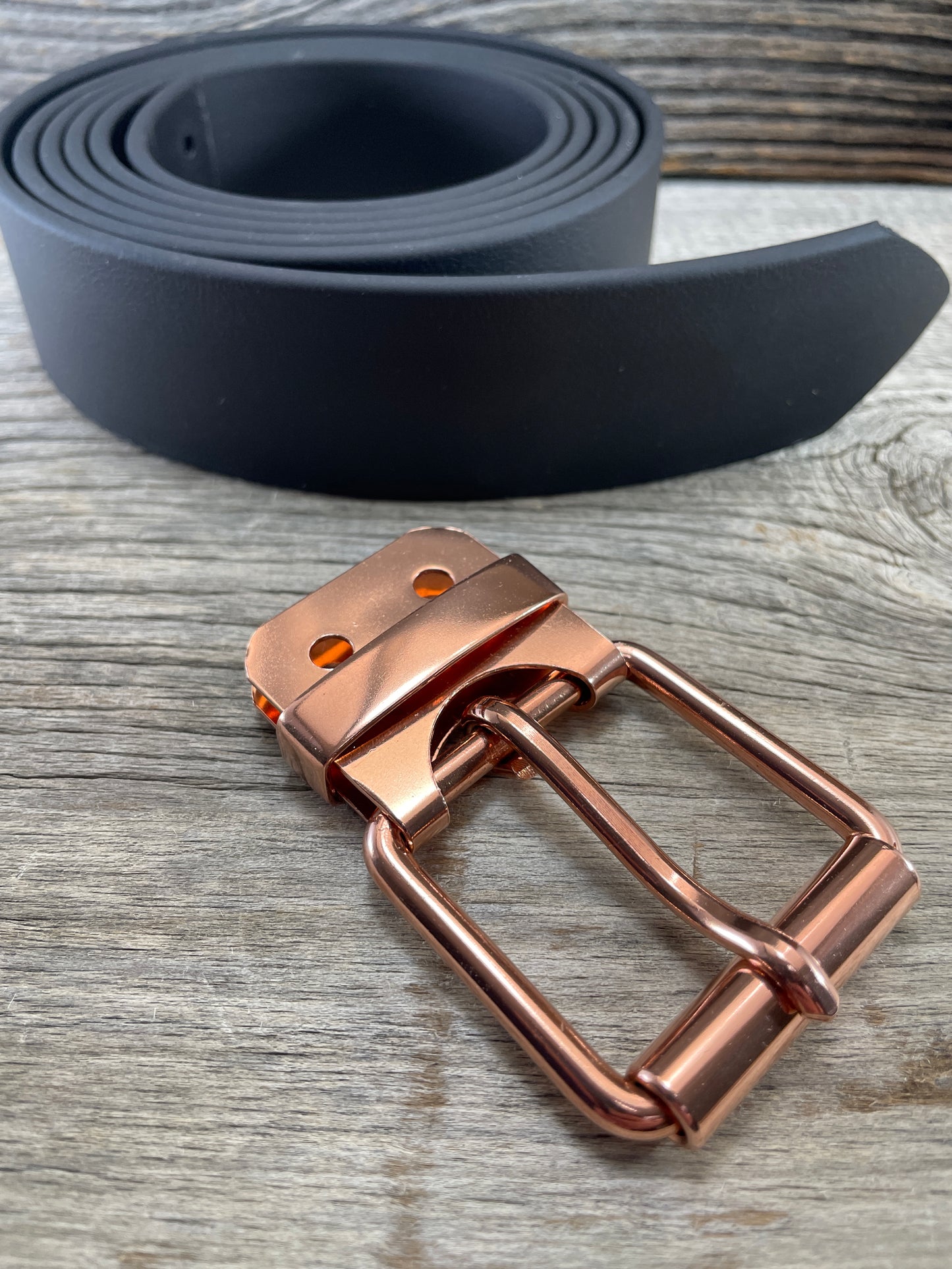 FLEX(CB-01)72 - Solid Copper Belt-Plate Buckle on WeatherFlex Waterproof Belt Strap 72"