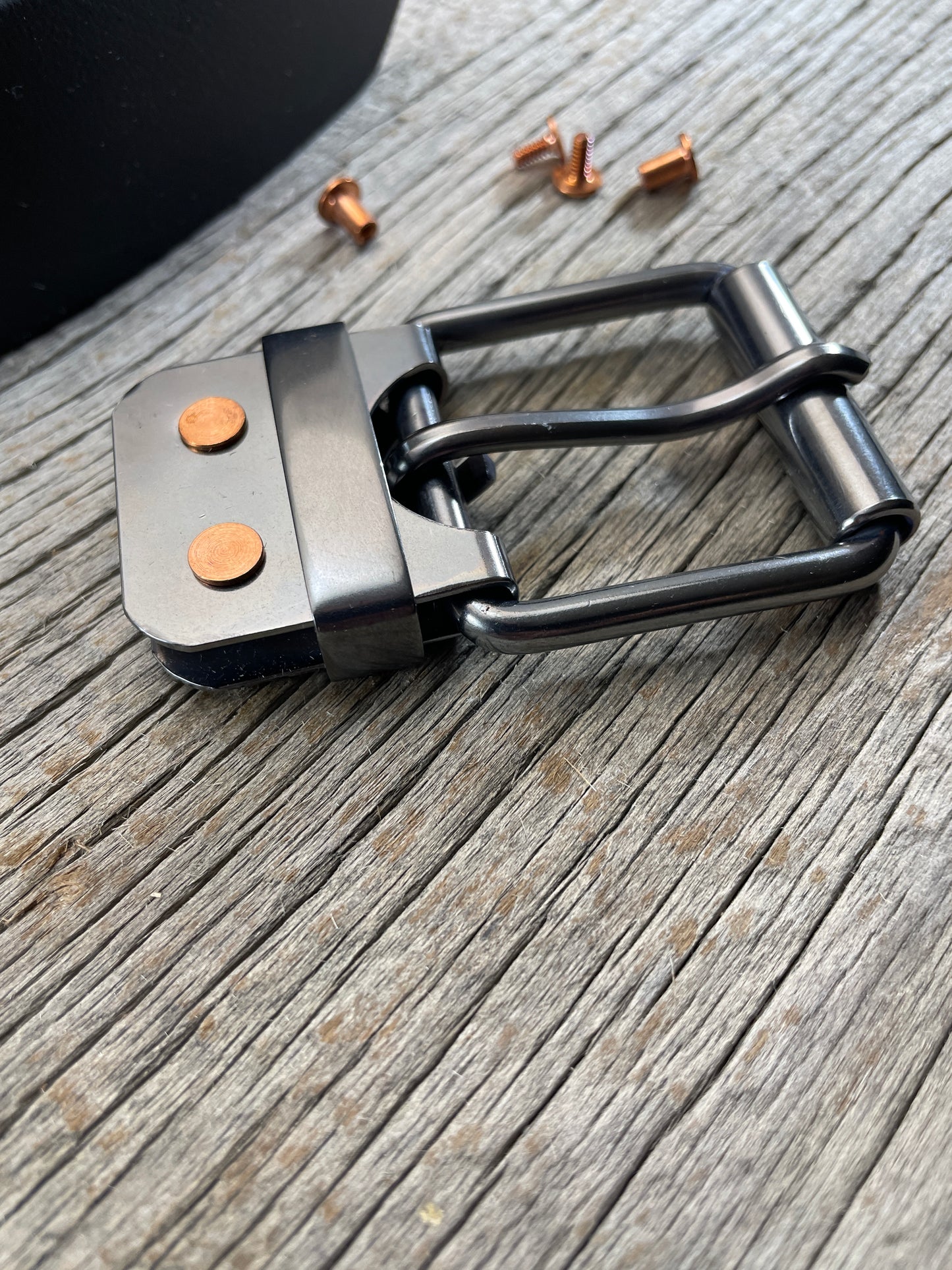 (CB-02)1 - Gunmetal Copper Belt-Plate Buckle - All Solid Copper