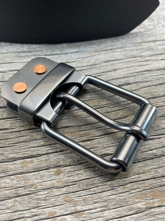 (CB-02)1 - Gunmetal Copper Belt-Plate Buckle - All Solid Copper