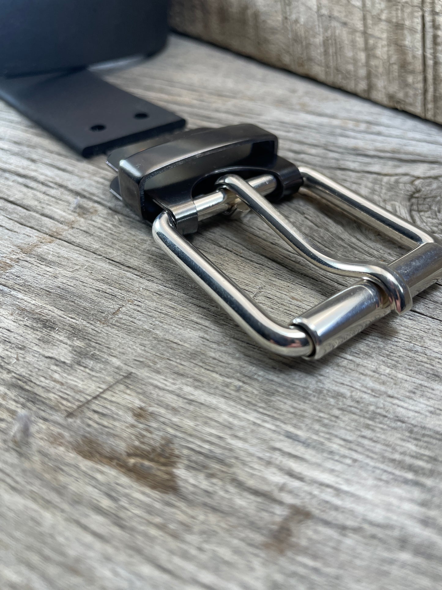 FLEX(SB-04)72 - Sterling Silver Buckle - Copper Keeper - Copper Belt-Plate - on WeatherFlex Waterproof Belt Strap 72"