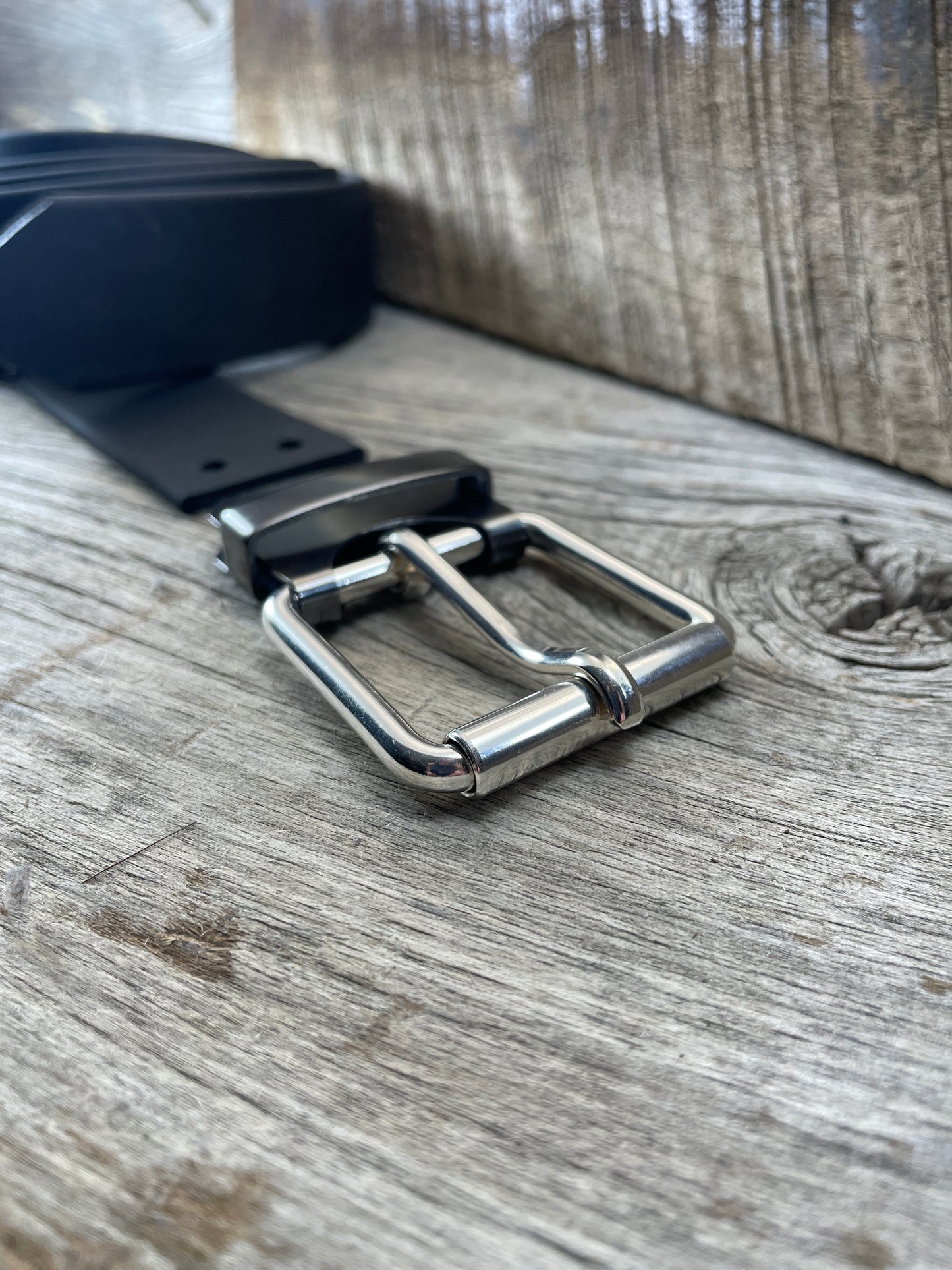 FLEX(SB-04)72 - Sterling Silver Buckle - Copper Keeper - Copper Belt-Plate - on WeatherFlex Waterproof Belt Strap 72"