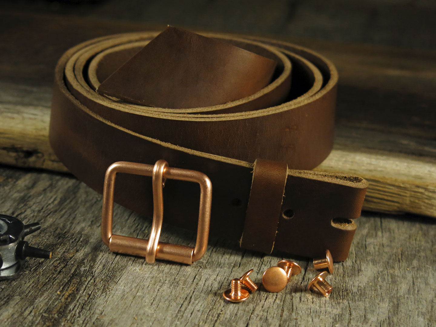 Copper Buckle - Roller Buckle - Copper Belt Buckle - Made in America - Solid Copper Buckles 1 3/8 / No Rotary Leather Punch