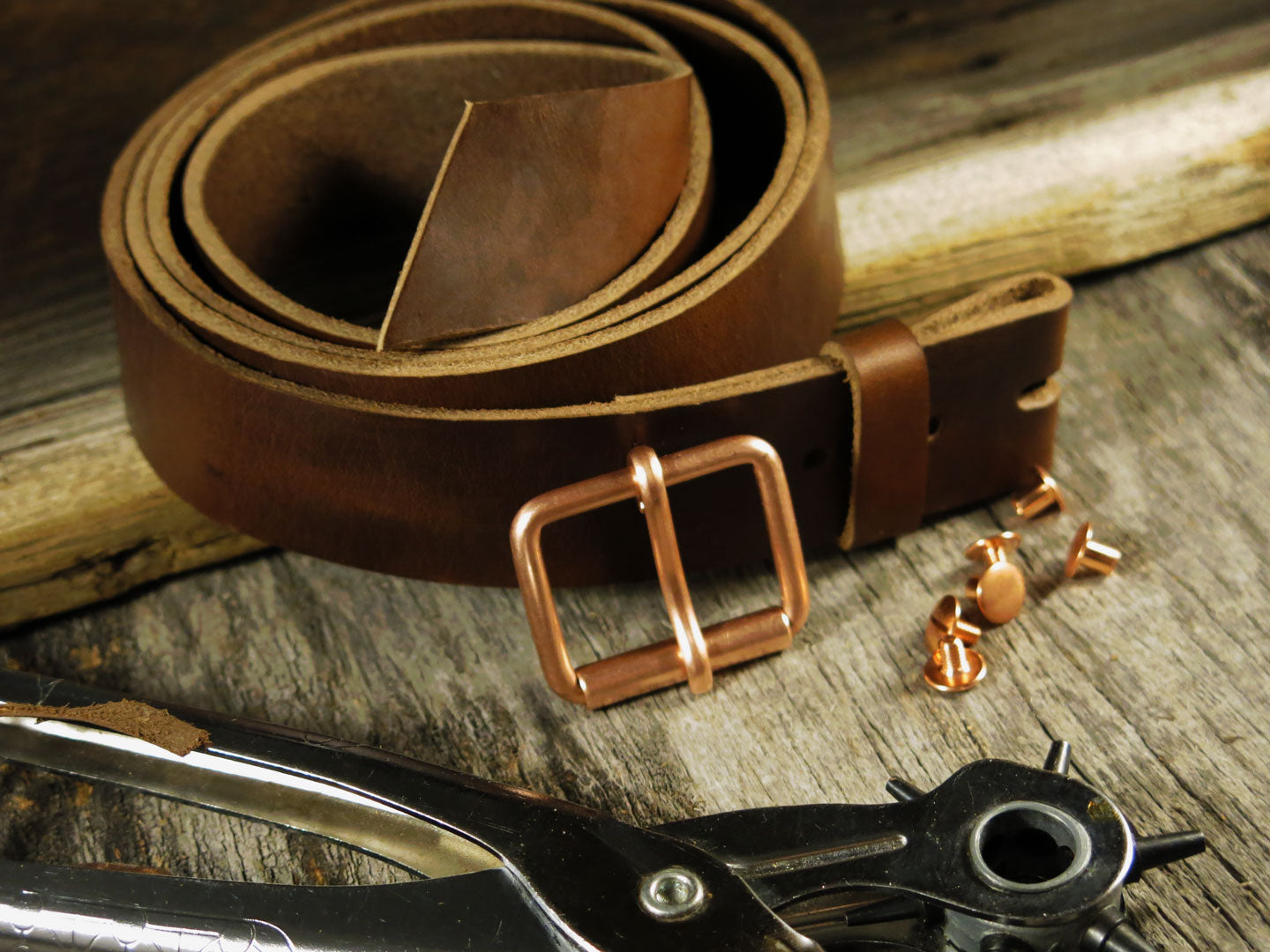 Belt Making Kit - Copper Roller Buckle with Horween Chromexcel Full Grain  Leather