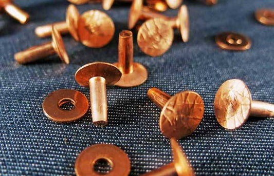 Copper Rivet and Burrs (Washers) - 1/2" Post Length