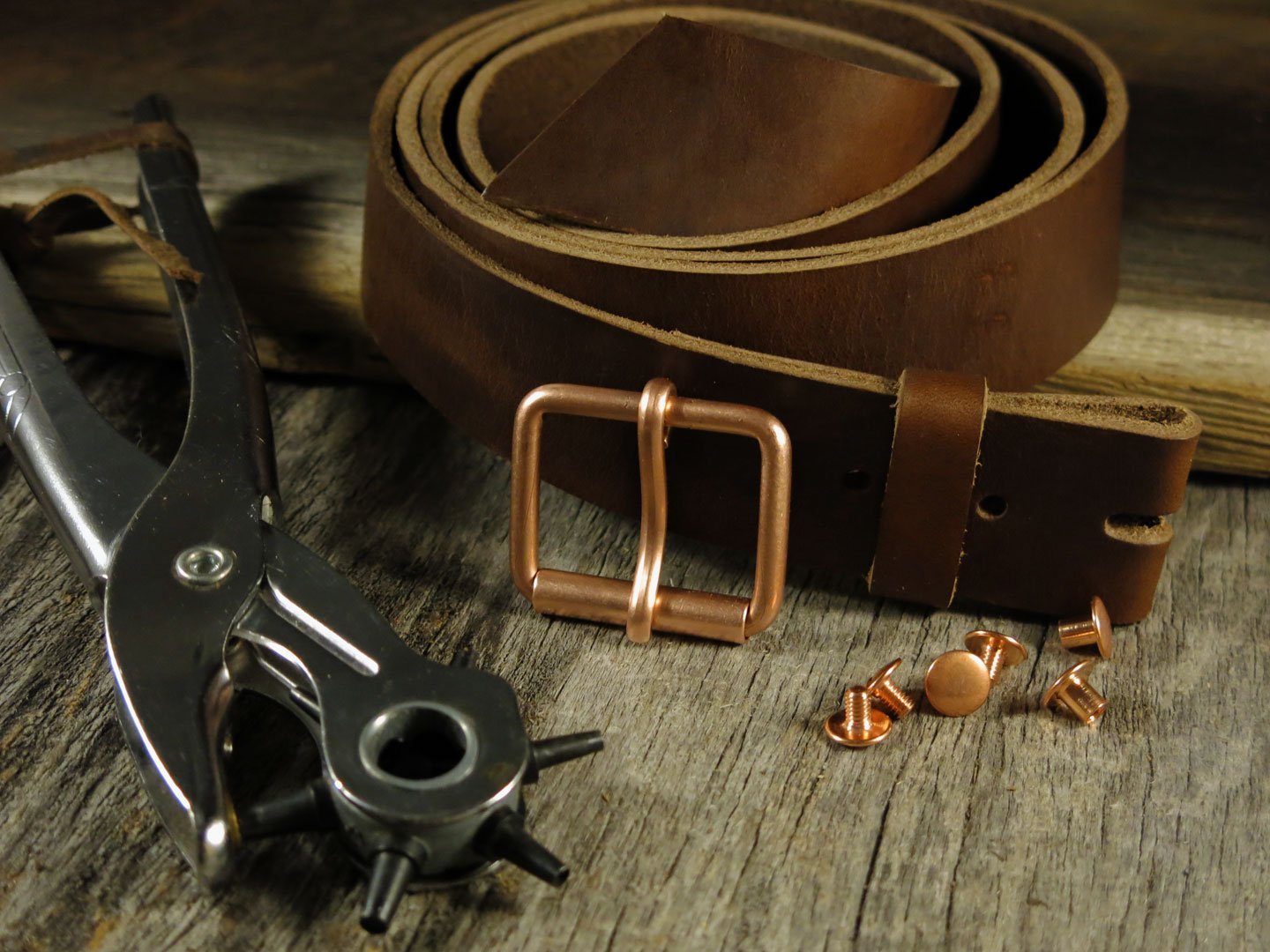 Belt Build Kit w Solid COPPER Buckle-Horween Chromexcel