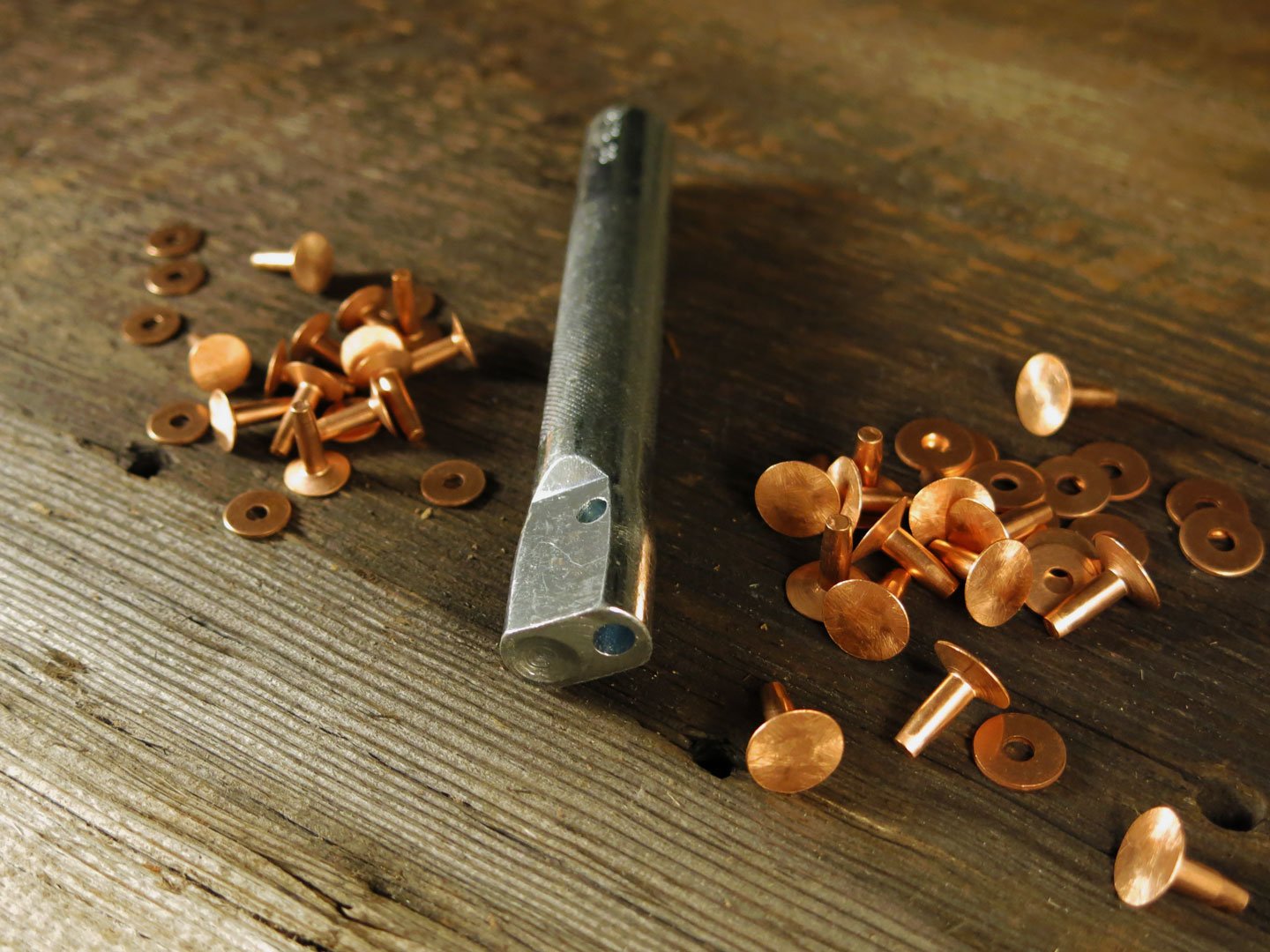 Copper Rivet and Burrs (Washers) - 1/2" Post Length