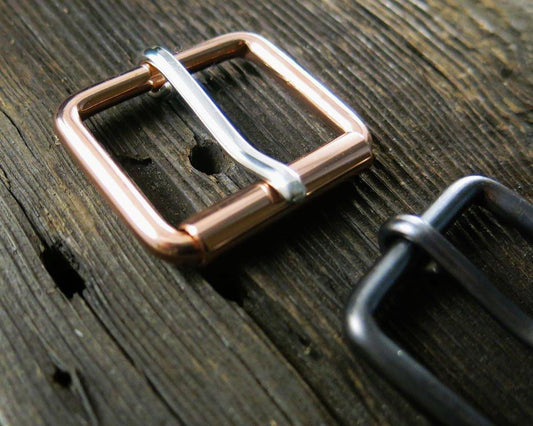 2" Copper Silver Buckle/Handmade/All Sizes/Leather