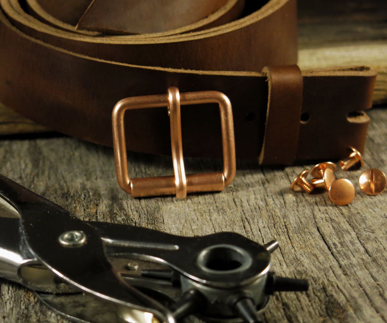 Belt Making Kit - Solid Copper Buckle - Horween Chromexcel