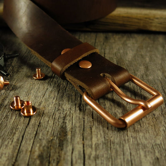 Belt Build Kit w Solid COPPER Buckle-Horween Chromexcel